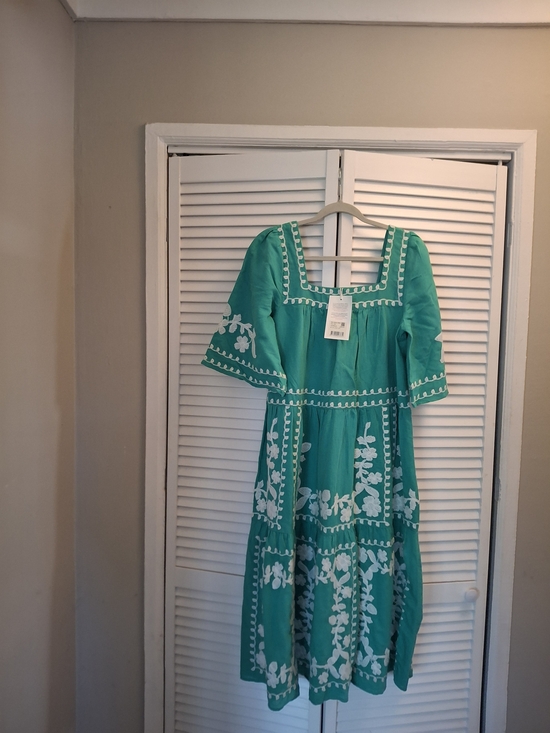 Sezane Dresses & Skirts - Sezane Sabinne Midi Dress with White Floral Embroidery Sz 6 NWT